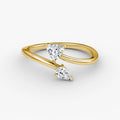Pear Triangle 14K 18K Gold Plated 925 Sterling Silver Women Jewelry Bypass Ring
