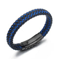 Men's Fashion Charm Bracelet Personalized Leather with Stainless Steel Buckle Adjustable Braided Design