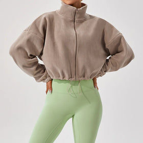 New Winter Outdoor Coat Women Full Zip Soft Lightweight Thermal Quick Dry Fleece Training Gym Jacket