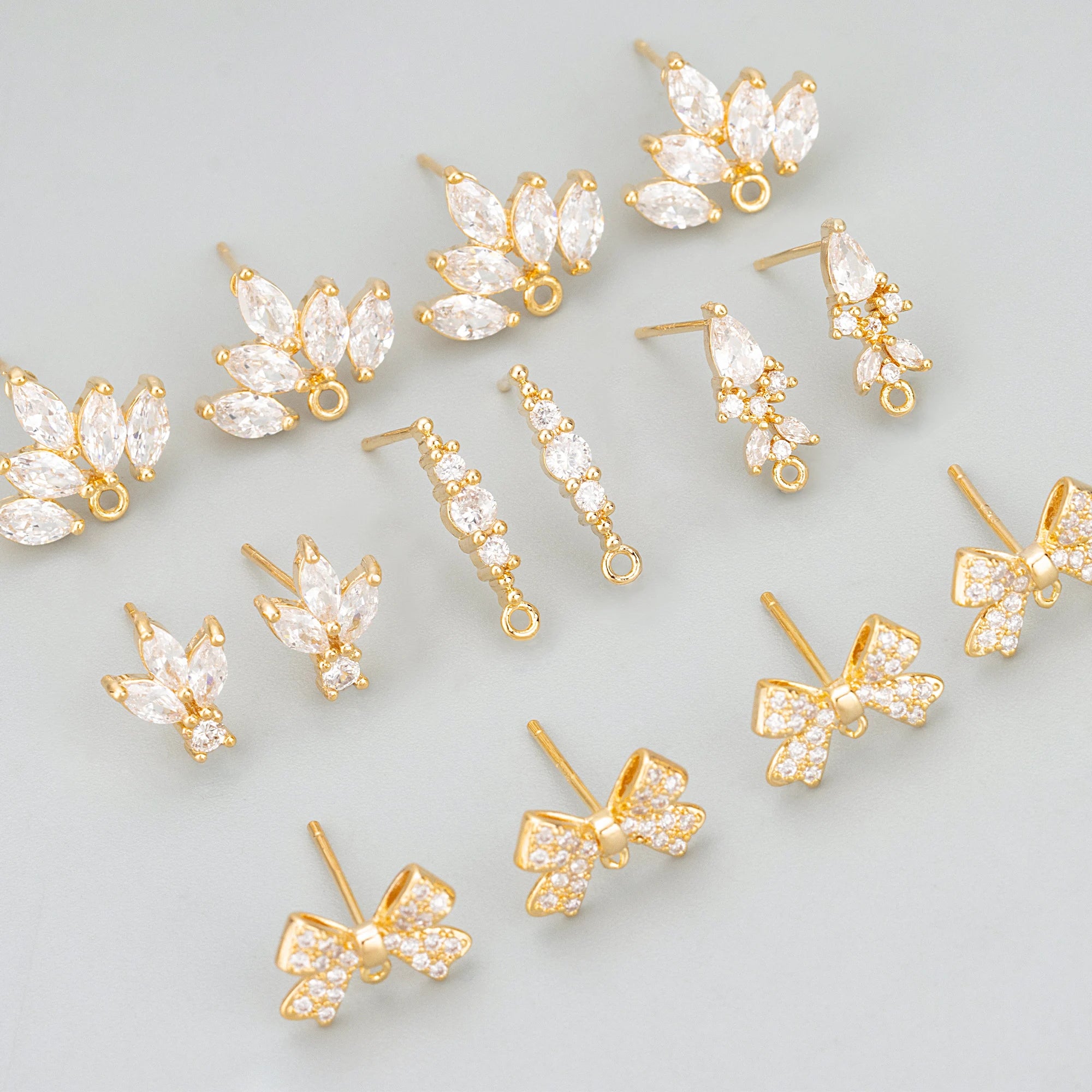 MD94 Wholesale Jewelry Accessories18k Gold Rhodium Platedcopperzirconshand Madecharmsmaking Findingsdiy Earrings6pcs/lot