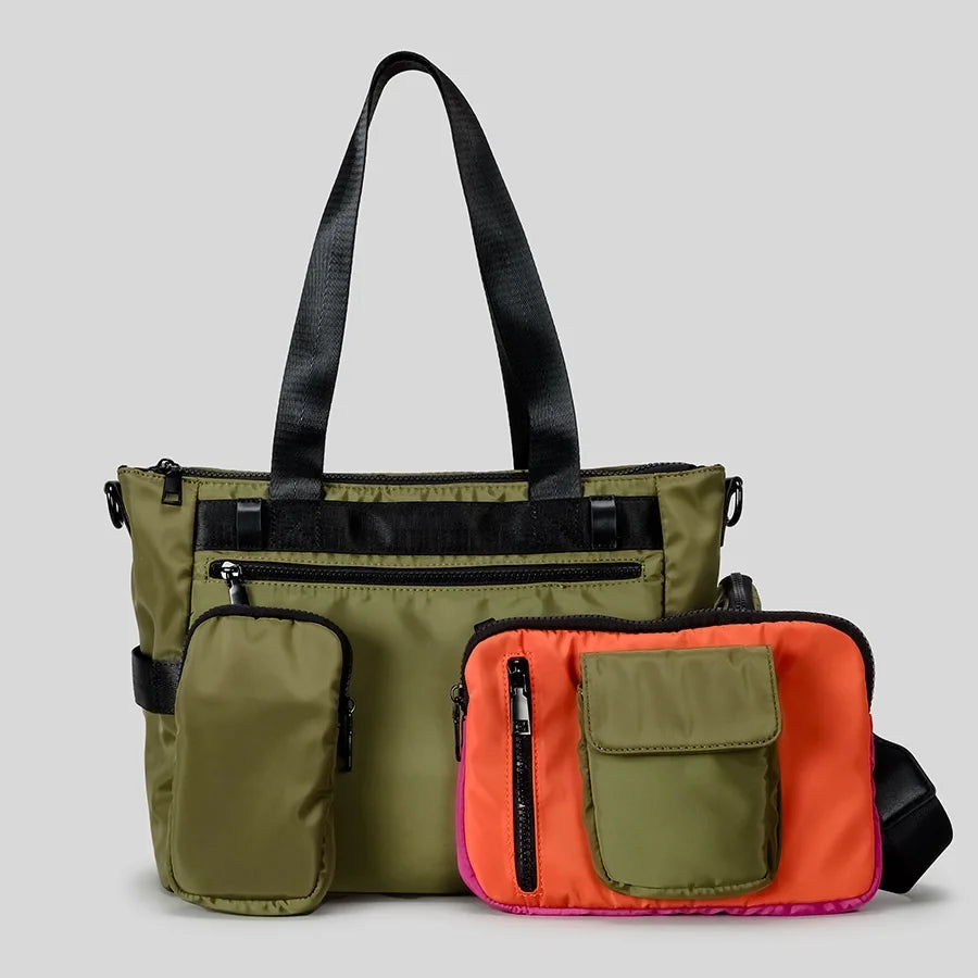Functional Pocket Nylon Travel Bag Handbag Foldable Pockets Collapsible Washable Waterproof Outdoor Durable Cross Bag Storages