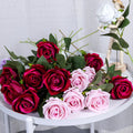 Hot Selling White Red 8cm 10cm Large Silk Rose Flores Artificial Flower Floral Bulk Velvet Roses for Wedding Bohemian Home Decor