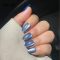 Easywell Hot Selling 30pcs Private Soft Acrylic Gel Custom Blue cat Eye False Nail Beauty Product Wholesale Stick on Nails Press