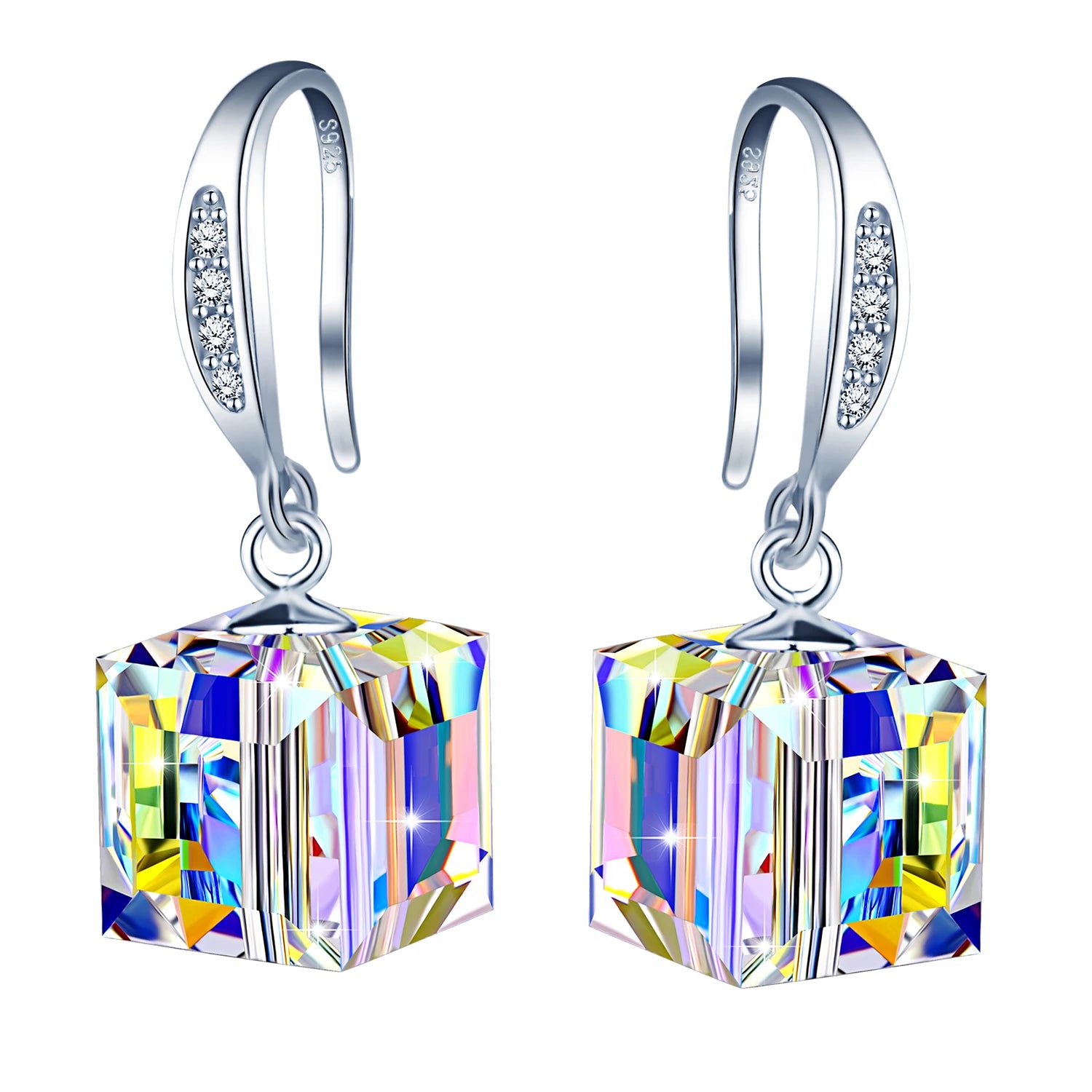 Sterling Silver 925 Premium Austrian Crystal Jewelry Dangle Drop Earrings for Women Destiny Jewellery
