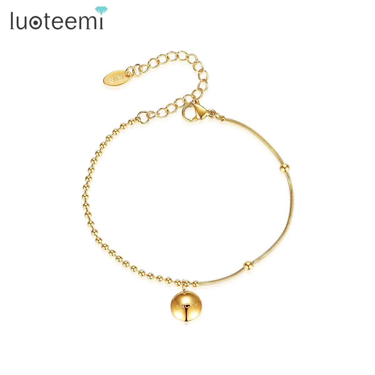SP-LAM 2021 Adjustable Stainless Steel Cute Bangle LUCKY Letter Gold Charm Woman Korean Chain Bracelet MegaBDM