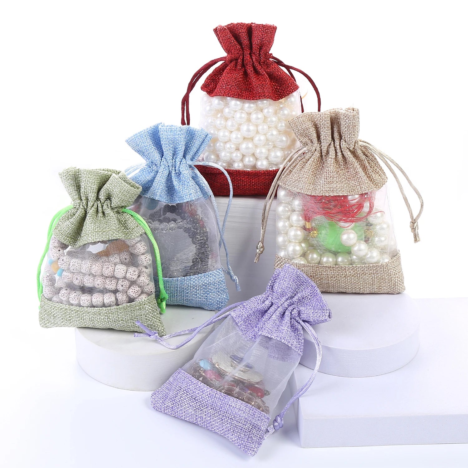 Professional Manufacturer's 50PCS Drawstring Gift Bags Easter Egg Fabric Candy Decorations Burlap Jewellery Container Pouches