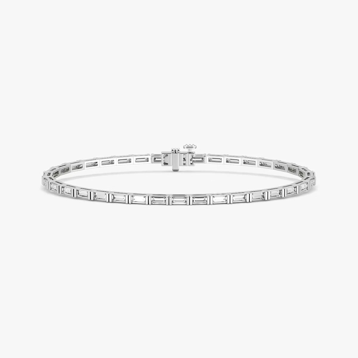 New Trendy Zirconia 925 Sterling Silver Baguette Tennis Bracelet