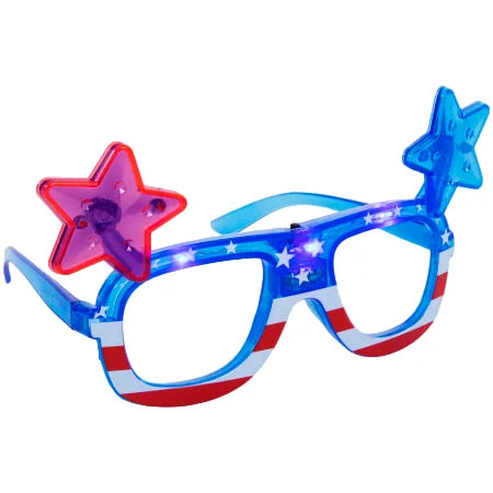Independence Day Patriotic LED Stars Glasses American Flag Print Flashlight for Festive Party Graduation Thanksgiving