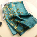 Van Gogh Oil Painting Apricot Satin Silk Scarf Long  Silk Scarf Spring and Autumn Shawl Dual-use Gift New Fashion