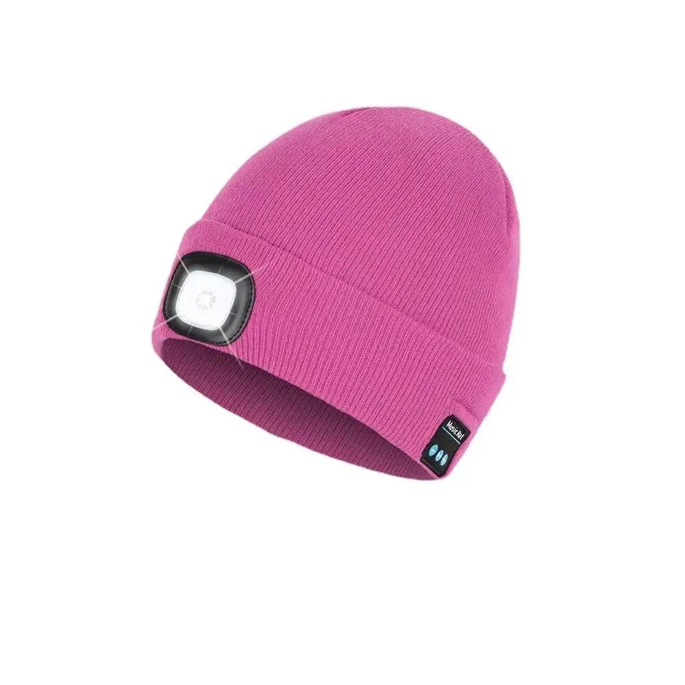 Outdoor Winter Hat with Led Light 100% Acrylic Unisex Adult Wireless Bluetooth Music Hats with USB Rechargeable LED Light