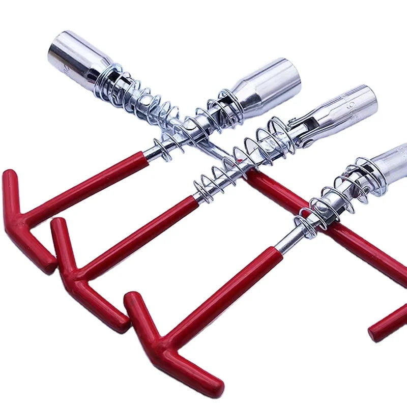 View Larger Image  Share 14/16/21mm T-Handle Universal Joint Spark Plug Socket Wrench 360 Degrees Remover Installer Hand Tool