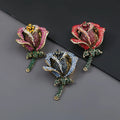 Women Elegant Rose Full Rhinestone Brooch Pin Fashion Retro Accessories Jewelry for Lady Trendy Flower Brooches Pins Party Gift