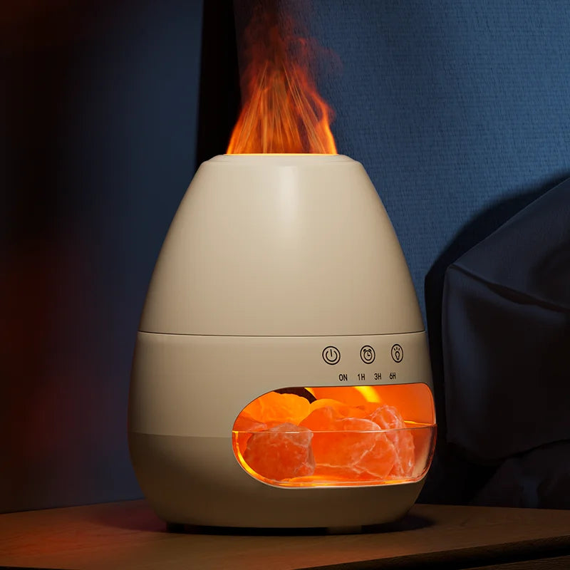 Hot Sale 200ml Himalayan  3D Flame Air Humidifier  with Night Light Decoration One Year Warranty