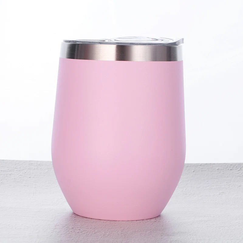 12 oz Double Wall Stainless Steel Insulated Coffee Wine Cup Sales Promotion  Wine Tumbler with Closure Lids Eco Friendly Tumbler