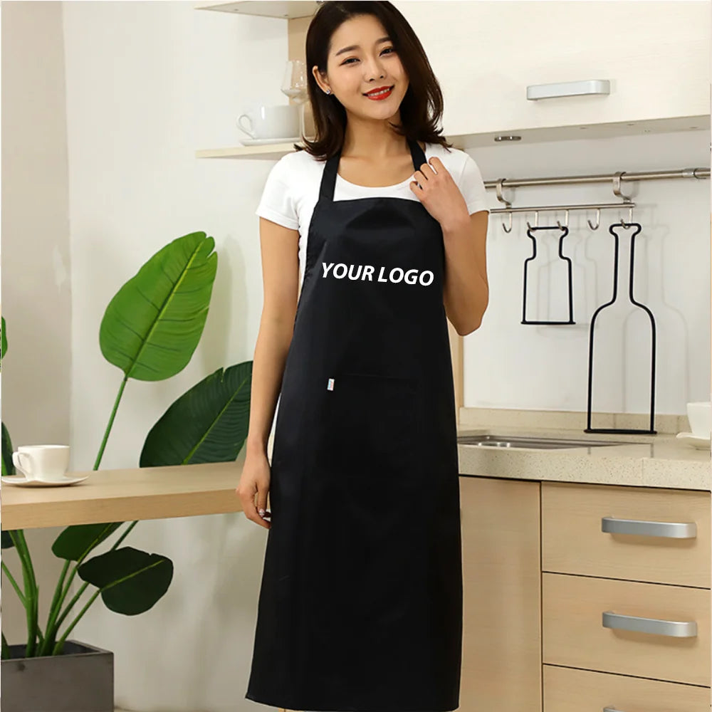 Wholesale Custom Promotional Sanitary Sleeveless Black Adjustable Waist Apron Pocket Oxford Fabric Long Ciliu Brand Custom Logo