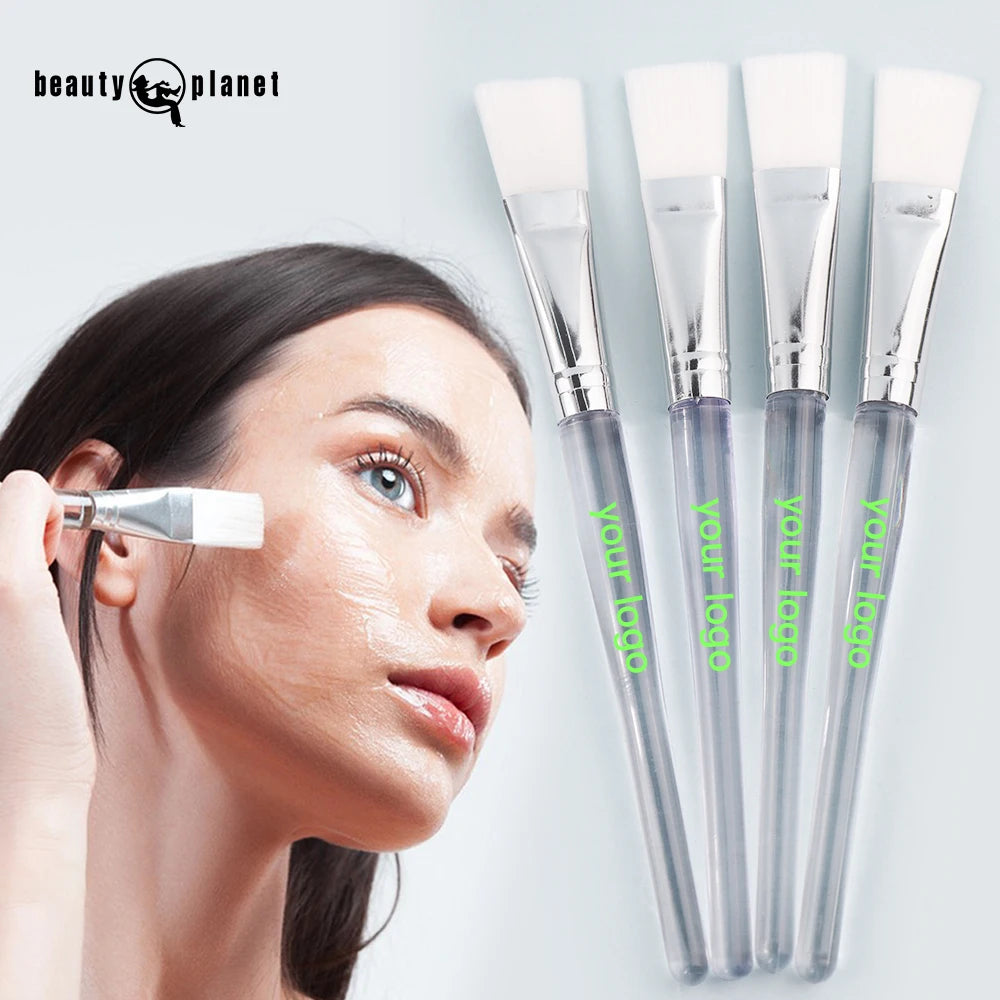 Beauty Planet Brushes for Masks With Logo Skin Care Clay Face Brushes for Mask Cosmetic Apply Clear Handle Face Masking Brush