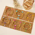 Go2boho 3pcs Colorful Cross Bead Bracelet Set with Gold Beads Adjustable Friendship Bracelets for Women Summer Waterproof