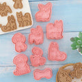 8-Piece Puppy Biscuit Mold Set Bone Teddy Cartoon Stereo Cookie Cutting Die Plastic Steel DIY Sugar Baking Tool Bag Packaging