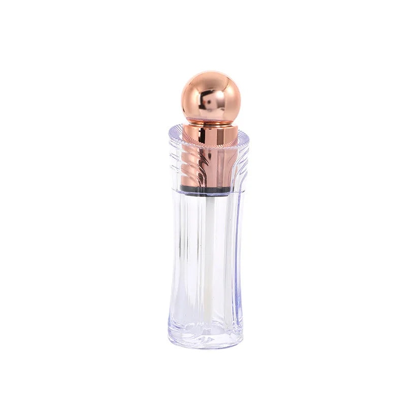 Custom Logo Makeup Packaging Electroplated Gold Carved Lid Transparent Lip Gloss Lip Glaze Empty Solid Plastic Tube Custom Logo