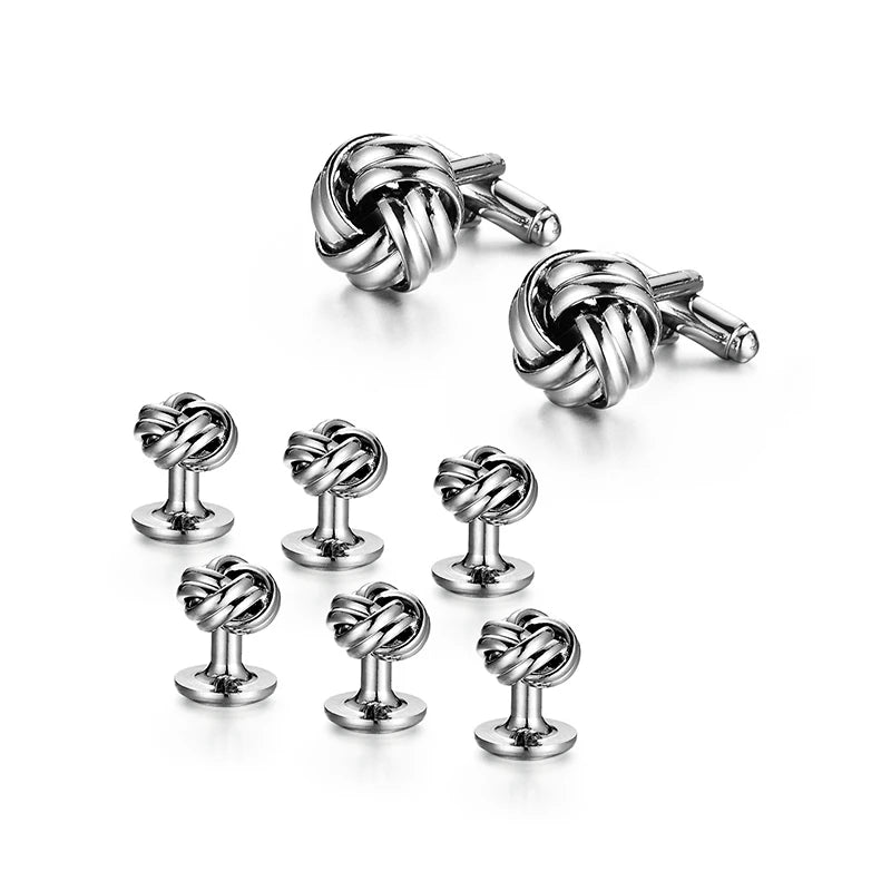 Wholesale Classic DIY 8-Piece Brass Nail Insertion Twist Cufflinks Studs Set Men Casual Shirt-Wedding Engagement Anniversary