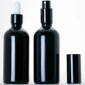 In Stock 100ml Glossy/shiny Black Glass Pump Spray Bottles for Cosmetics Serum