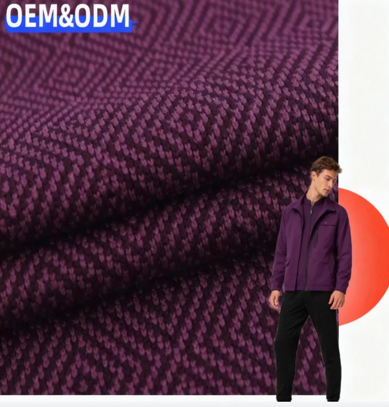 Custom Jacquard Fabric Plain Color Diamond Pattern Single Side Brushed Hacci Sweatshirt Fleece Fabric