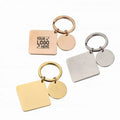 Hot Sale Gold Plated Customized Logo Stainless Steel Square Shape Key Chain Round DIY Inspirational Key Chain