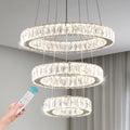 Custom Modern Luxury LED Crystal Lamp Chandelier Pendant Lights Round Ring Fixture with Switch Control for Home Room Decoration