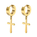 18k Gold Plated Cross Hoop Earrings Cross Dangle Stainless Steel Huggie Earrings