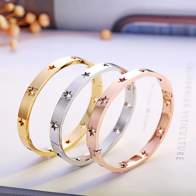 2024 Hot Selling Personalized Star Bracelet Silver Gold 316L Stainless Steel Unfade Filled Jewelry Bracelets for Women
