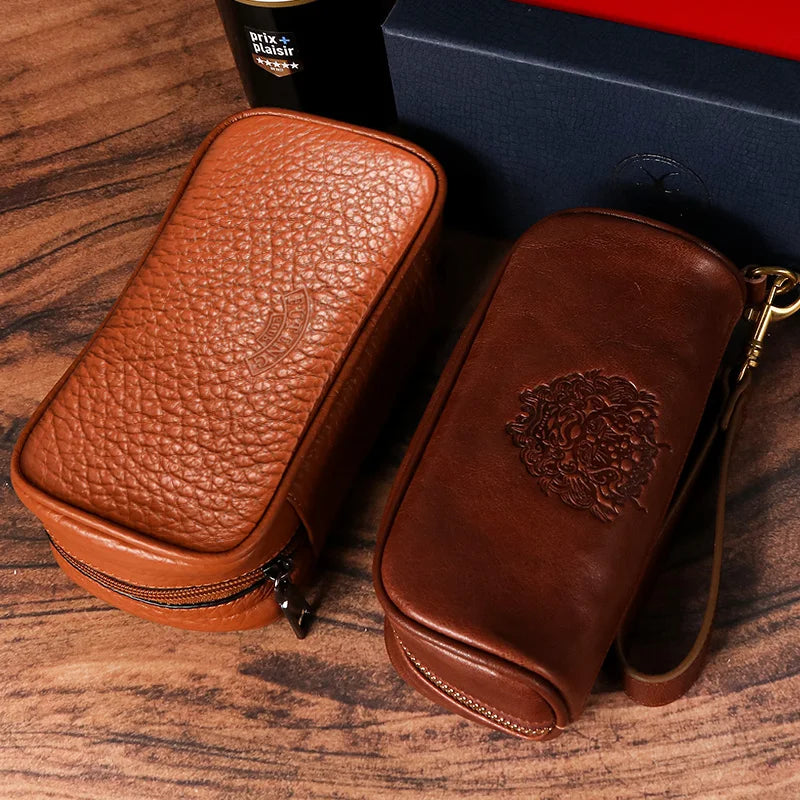 Erliao Portable Leather Smoking Pipe Bag New Smoking Pipe Accessories High Grade Tobacco Pipe Storage Bag