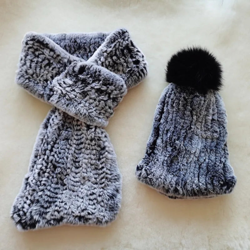 Sample Support Factory Price Low Competitive Price Golden Supplier High Level Rex Rabbit Fur Scarf and Hat