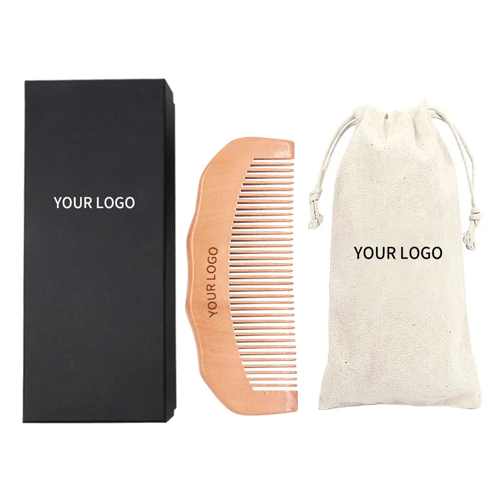 Wood Comb Anti-Static Solid Wood Hair Comb With Bag for Home Use to Map Opening Gift Wooden Birth Comb With Free Logo