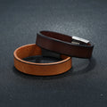 Punk Style Stainless Steel Magnetic Buckle Men Vintage Plain Wristband Real Genuine Cow Leather Bracelet Jewelry