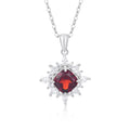 YBO Engagement Wedding Party Cushion Garnet Natural Gemstone Cubic Zircon 18K Gold Plated 925 Sterling Silver Pendant Necklace
