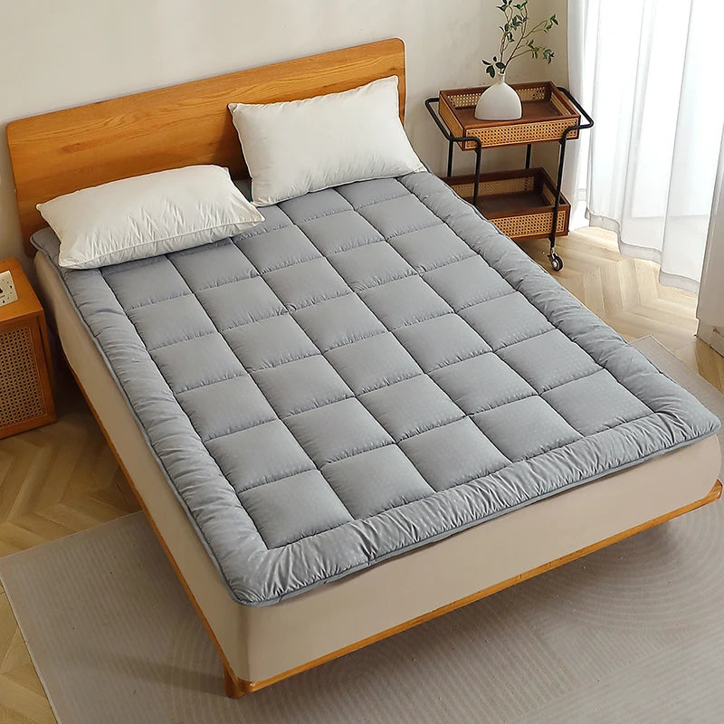 Light Grey Thin Mattress Pad with Strap 1-Piece Home Use Comfortable Accessory