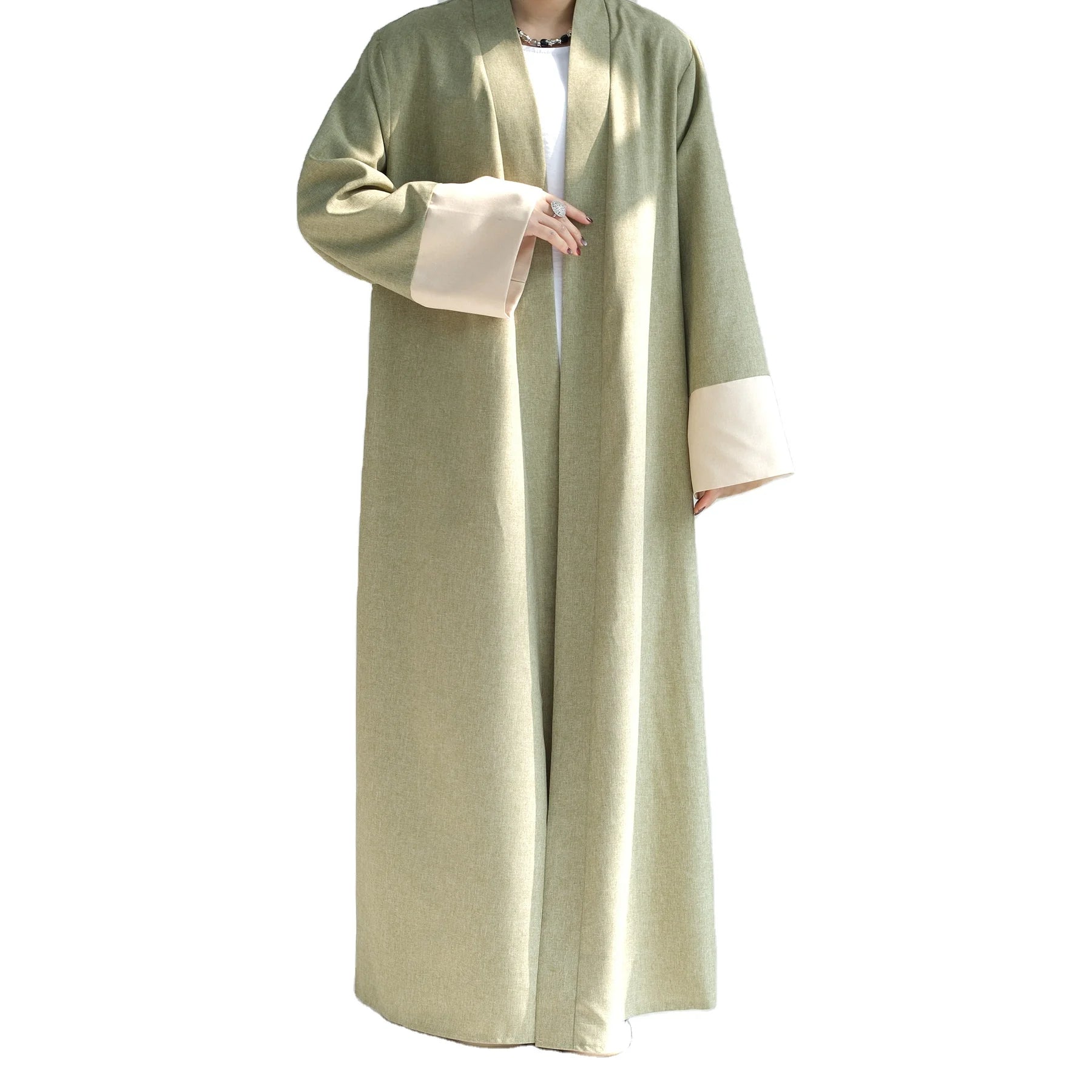 2024 New Fashion Eid Ramadan Everyday Breathable Polyester Abaya Muslim Hijabi Kimono Dress Patchwork Dubai Robe Women Islamic