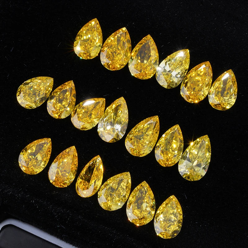 Discount Price Man Made Loose Vivid Yellow Diamonds Fancy Pear Cut 0.25ct-0.8ct Yellow Diamonds.