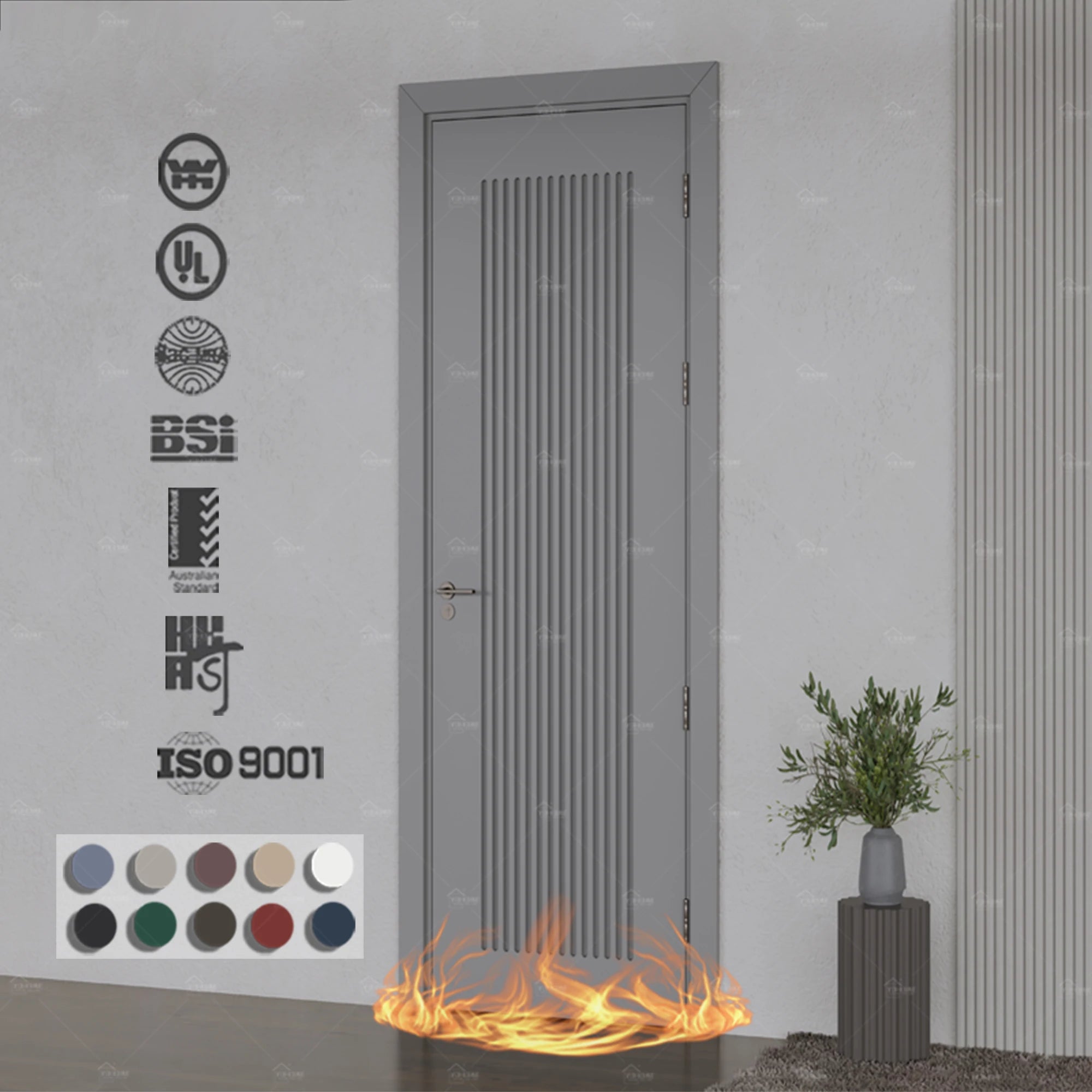 China Top Factory Custom Modern Interior Door Wooden Fire-proof Door for Condo Apartment Fire Prevention 60 Minute Fire Door