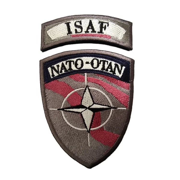 NATO Organization Flag ISAF Embroidered Patches Tactical Badge With Hook and Loop