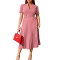 Latest Design Female Temperament Print Stitching V Neck Bandage Dress Ladies BIG Dresses