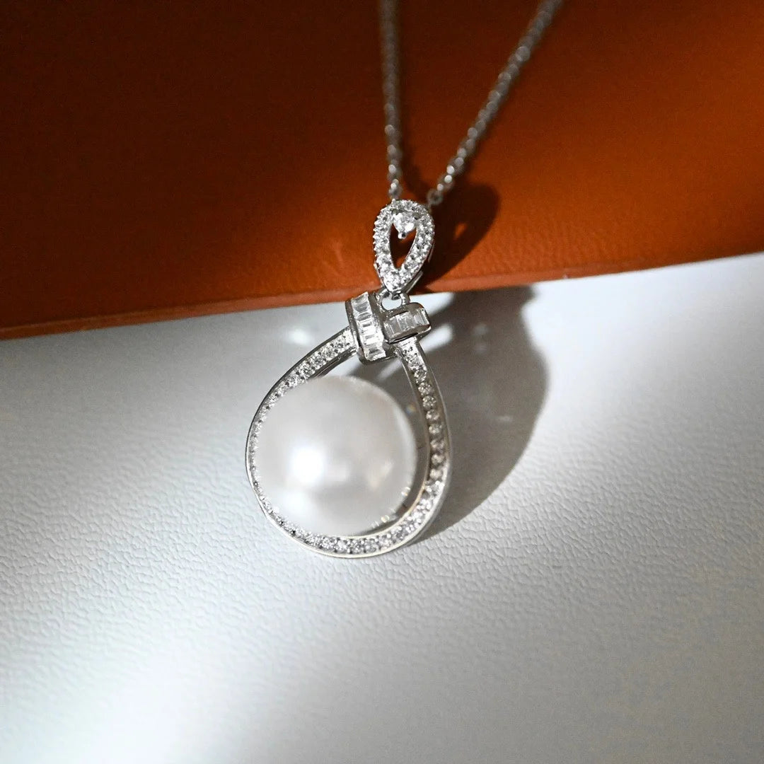 P1622 11-12m DIY Natural  Freshwater Pearl Charm Pendant Necklace Accessory 925 Sterling Silver Jewelry for Women Without Chain