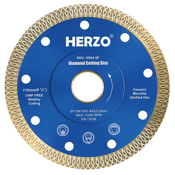 HERZO 115mm Diamond Saw Blade Hot Press OEM Concrete Granite DIY Grade Wet Cutting Angle Grinder 4.5in Diameter