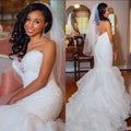 2025 Wedding Dresses Plus Size Arabic Dubai Bridal Gowns Tiered Skirts Mermaid Vestido De Novia Lace Beads Bridal Dress
