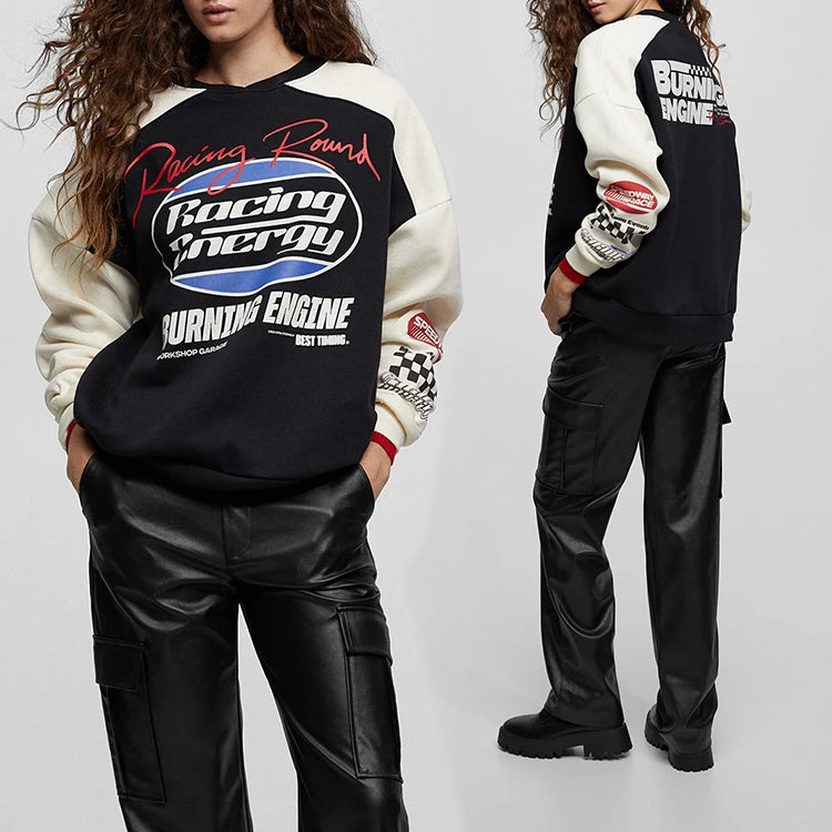Sport Wholesale Pullover Custom Sublimated Print Sweatshirts Racing Custom Full Digital Print Round Neck Sweatshirt
