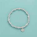 Fashion Geometric Natural Stone 925 Sterling Silver Beaded Bracelets Double Layer Pearl Beaded Bracelet for Women