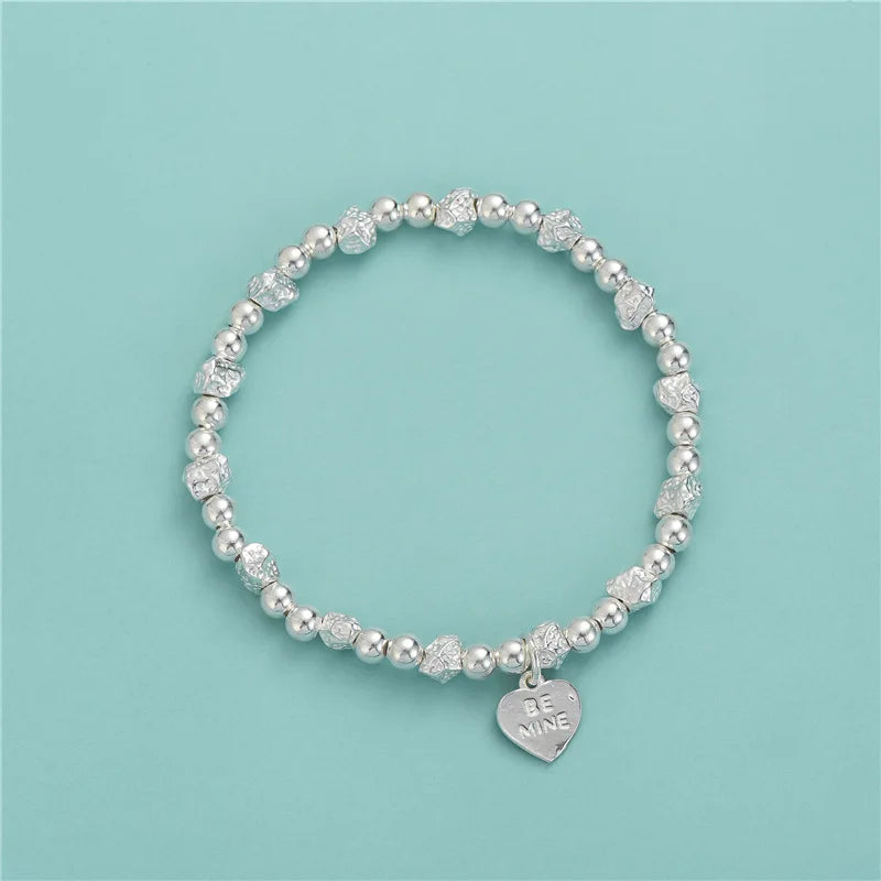 Fashion Geometric Natural Stone 925 Sterling Silver Beaded Bracelets Double Layer Pearl Beaded Bracelet for Women