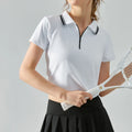Wholesale Women Plus Size Half Zip Lapel Short Sleeve Spandex/Nylon T-Shirt High Quality Loose Gym Yoga Workout Sports Athletic