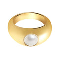 Milskye Daily Wear Women Simple Silver Gold Plated Gold Illume Pearl Dome Ring