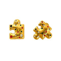 8K Gold-Plated Stainless Steel Puzzle Inlaid Colored Crystal Stud Earrings for Women